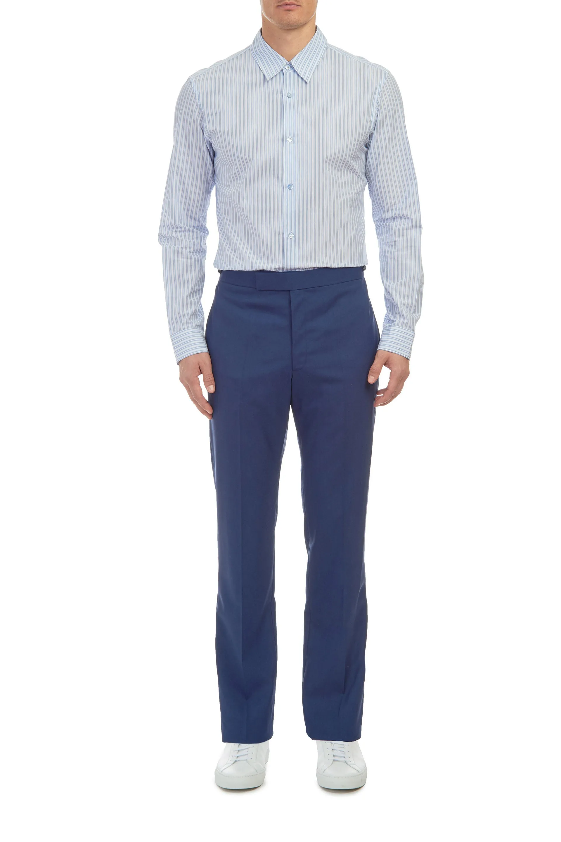 Quevedo Shirt in White & Blue Striped Cotton sold by Gabriela Hearst