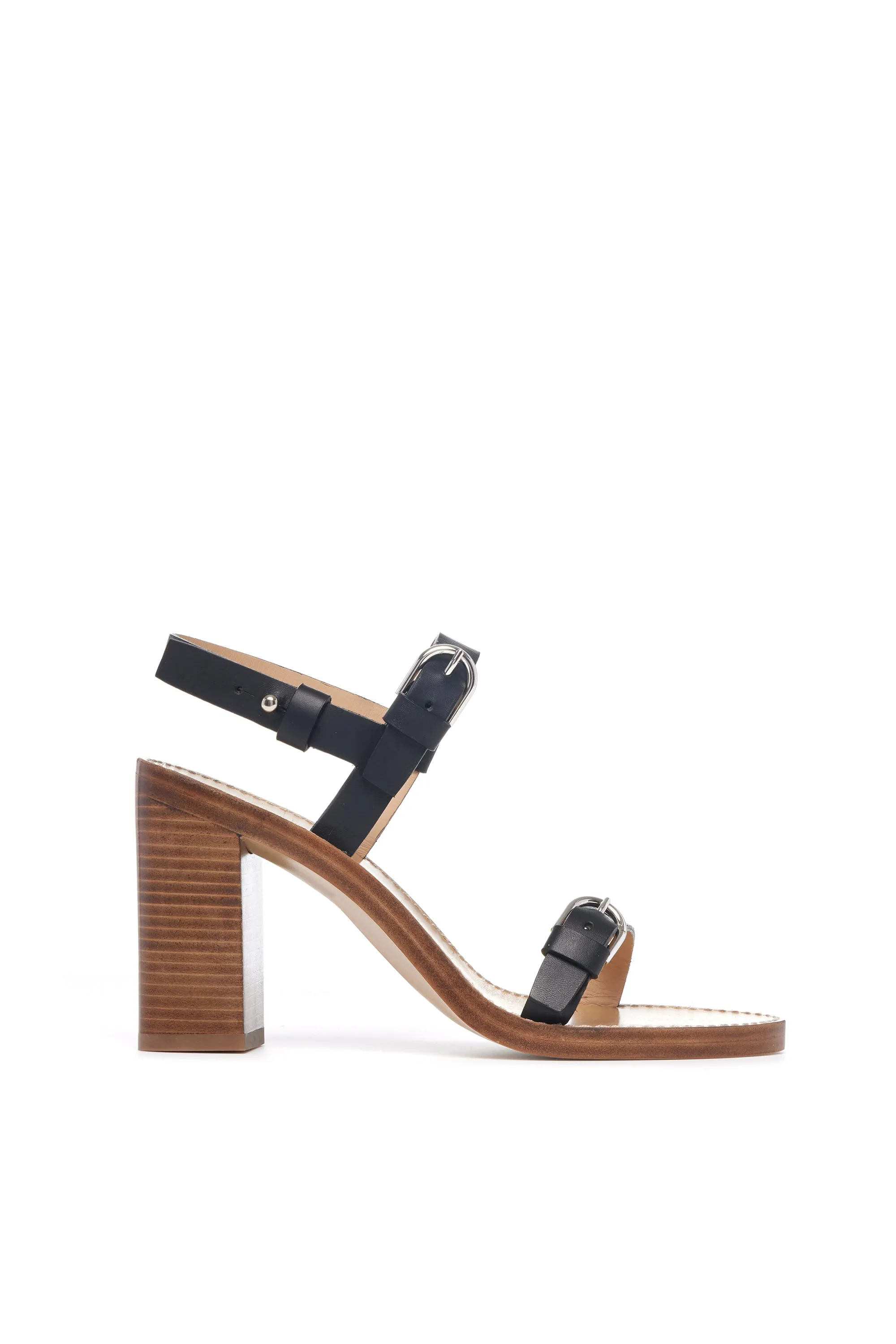 Miraya Heel Sandal in Black Leather sold by Gabriela Hearst