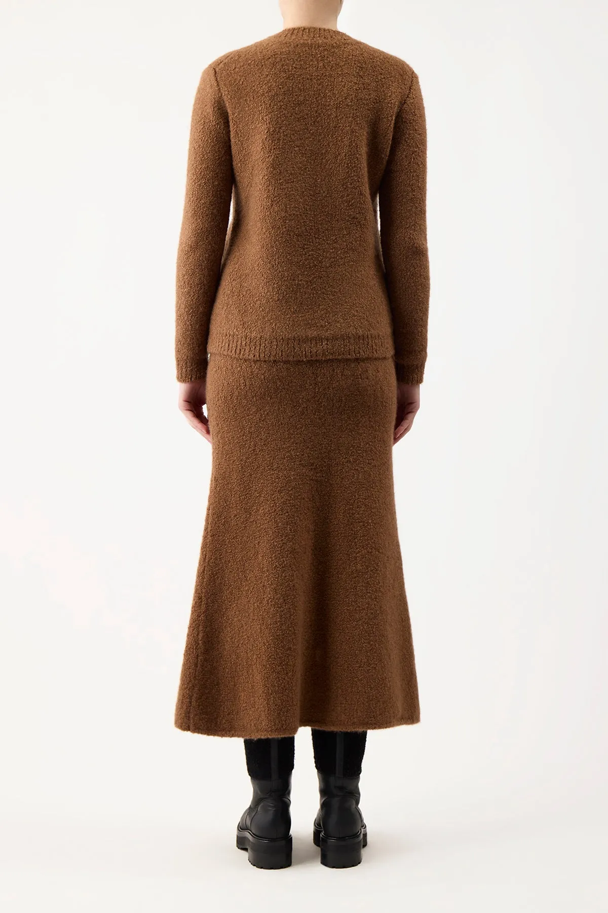 Pablo Knit Midi Skirt in Cognac Cashmere Silk Boucle sold by Gabriela Hearst product image thumbnail 4