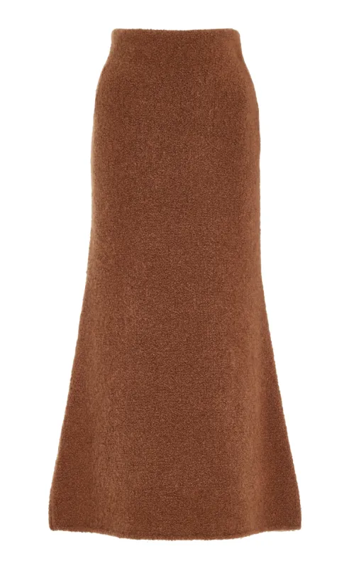 Pablo Knit Midi Skirt in Cognac Cashmere Silk Boucle sold by Gabriela Hearst