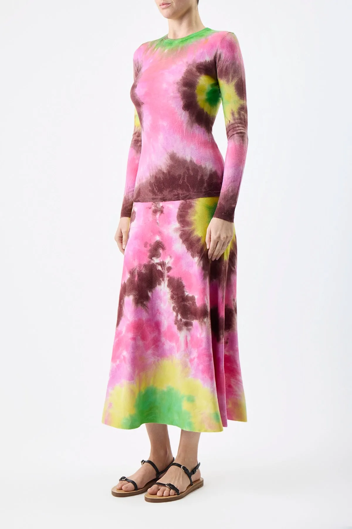 Olive Knit Midi Skirt in Multi Tie Dye Cashmere sold by Gabriela Hearst product image thumbnail 3