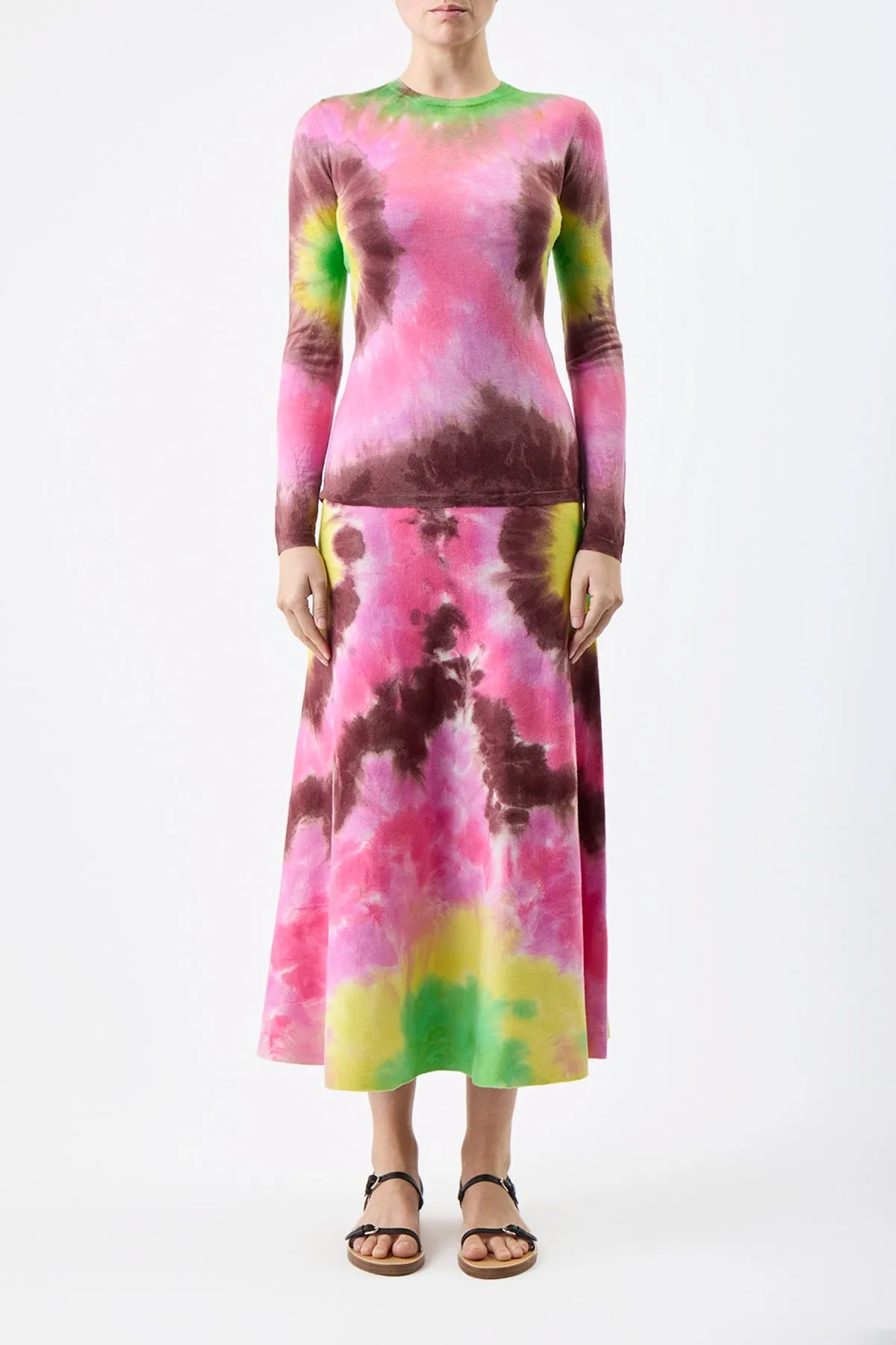 Olive Knit Midi Skirt in Multi Tie Dye Cashmere sold by Gabriela Hearst product image thumbnail 2