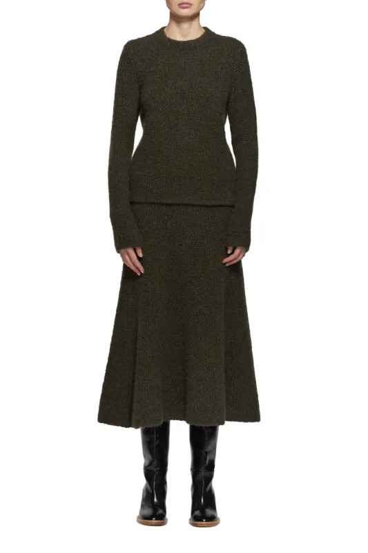 Pablo Skirt in Olive Cashmere Boucle sold by Gabriela Hearst