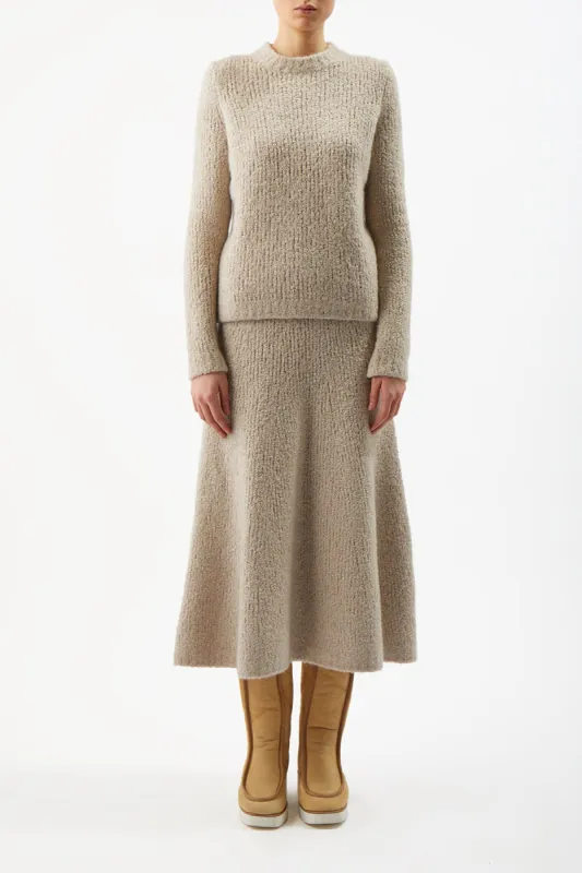 Pablo Knit Skirt in Oatmeal Cashmere Boucle sold by Gabriela Hearst