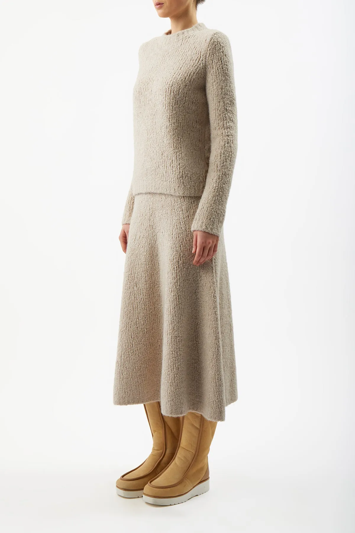 Pablo Knit Skirt in Oatmeal Cashmere Boucle sold by Gabriela Hearst product image thumbnail 2