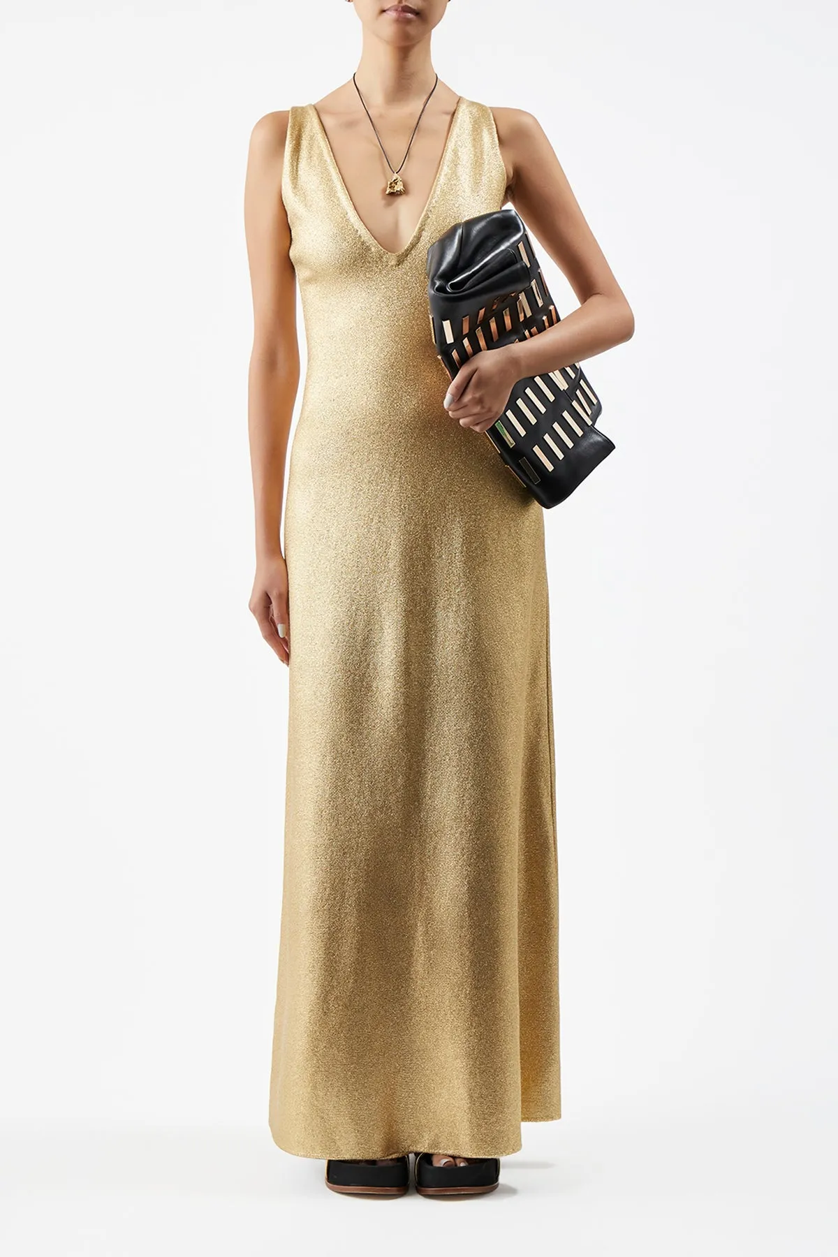 Melitta Knit Dress in Gold Merino Wool sold by Gabriela Hearst product image thumbnail 5