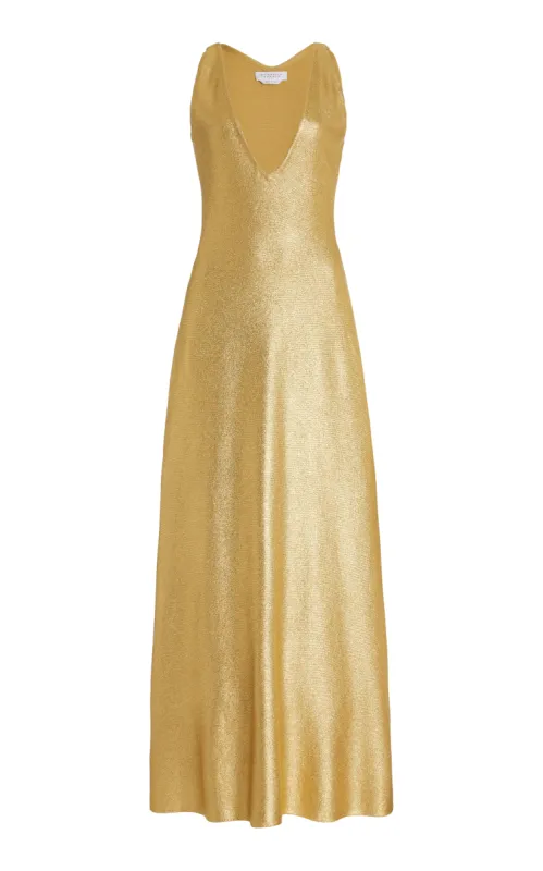 Melitta Knit Dress in Gold Merino Wool made by Gabriela Hearst