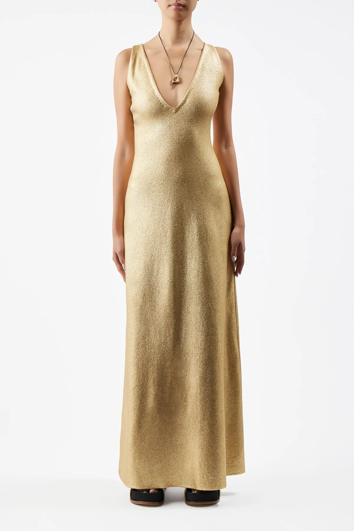 Melitta Knit Dress in Gold Merino Wool sold by Gabriela Hearst product image thumbnail 3
