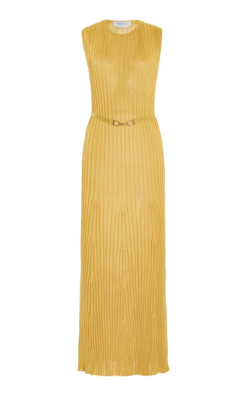 Meier Knit Dress in Gold Silk made by Gabriela Hearst