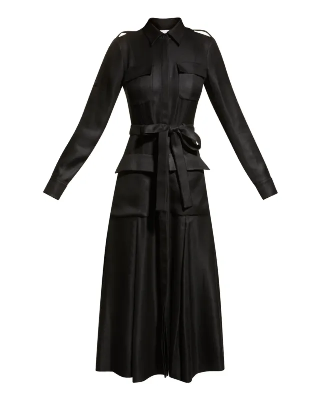 Meyer Shirtdress in Black Silk sold by Gabriela Hearst