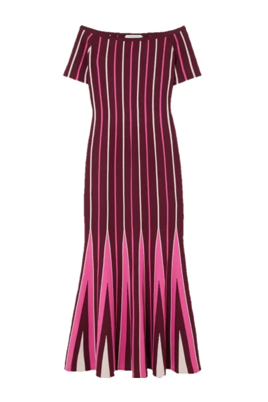 Medea Striped Knit Dress in Windsor Wine Wool sold by Gabriela Hearst