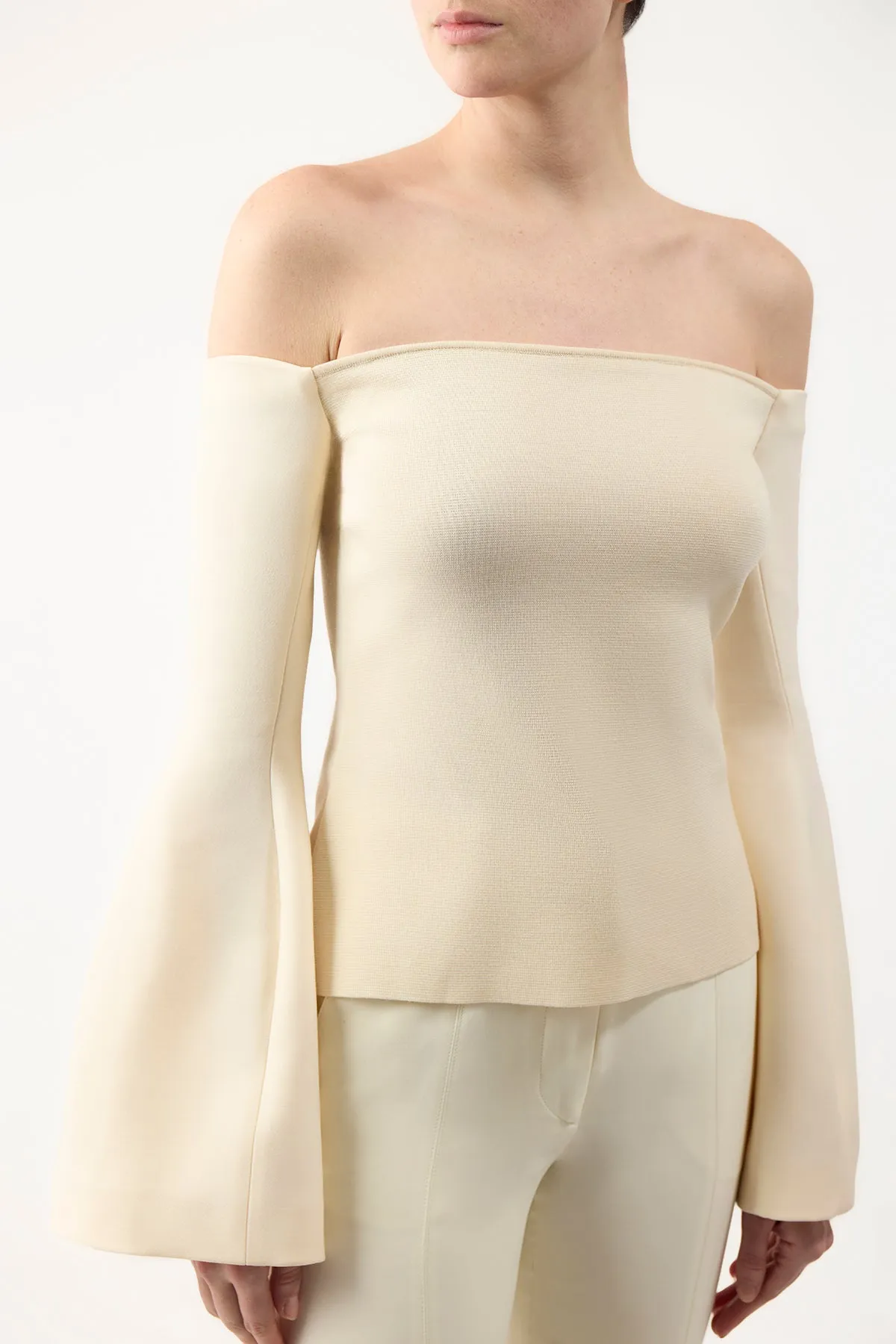 Maki Top in Ivory Wool Silk Cady sold by Gabriela Hearst product image thumbnail 5