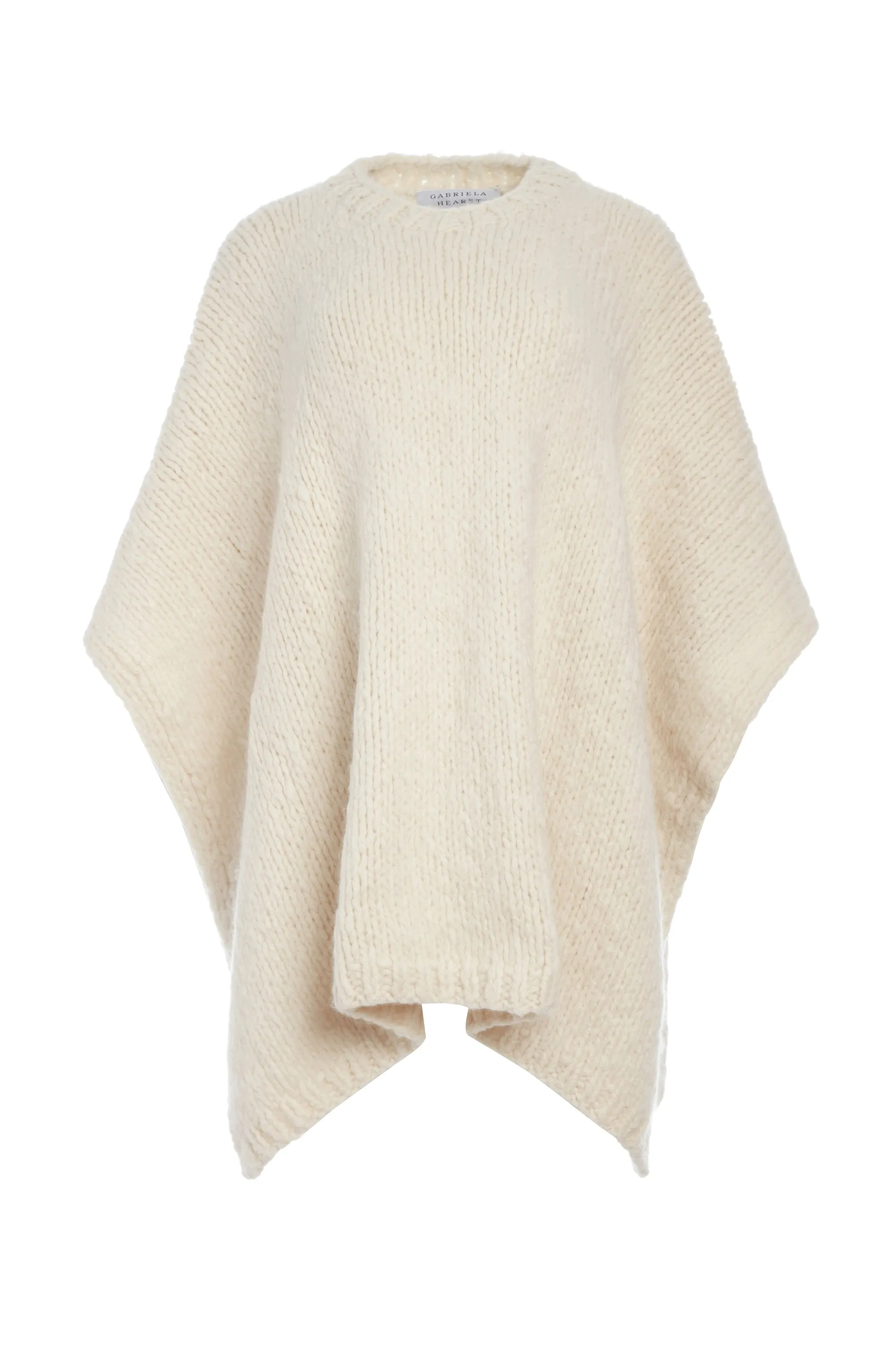 Lyla Knit Poncho in Ivory Welfat Cashmere sold by Gabriela Hearst