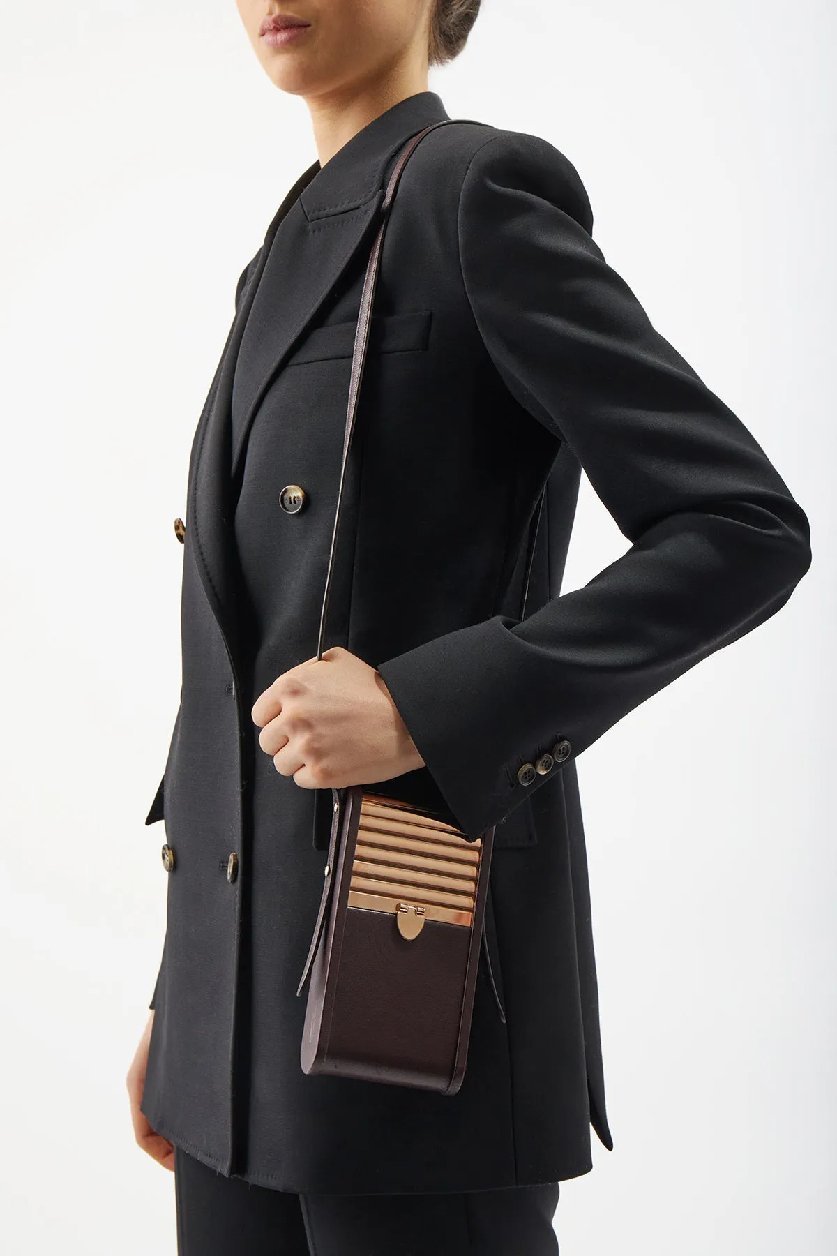 Mabel Crossbody Phone Case in Bordeaux Nappa Leather sold by Gabriela Hearst product image thumbnail 3