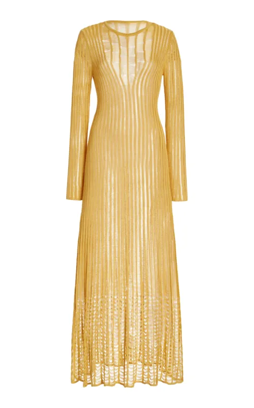 Maia Knit Dress in Gold Shappe Silk sold by Gabriela Hearst