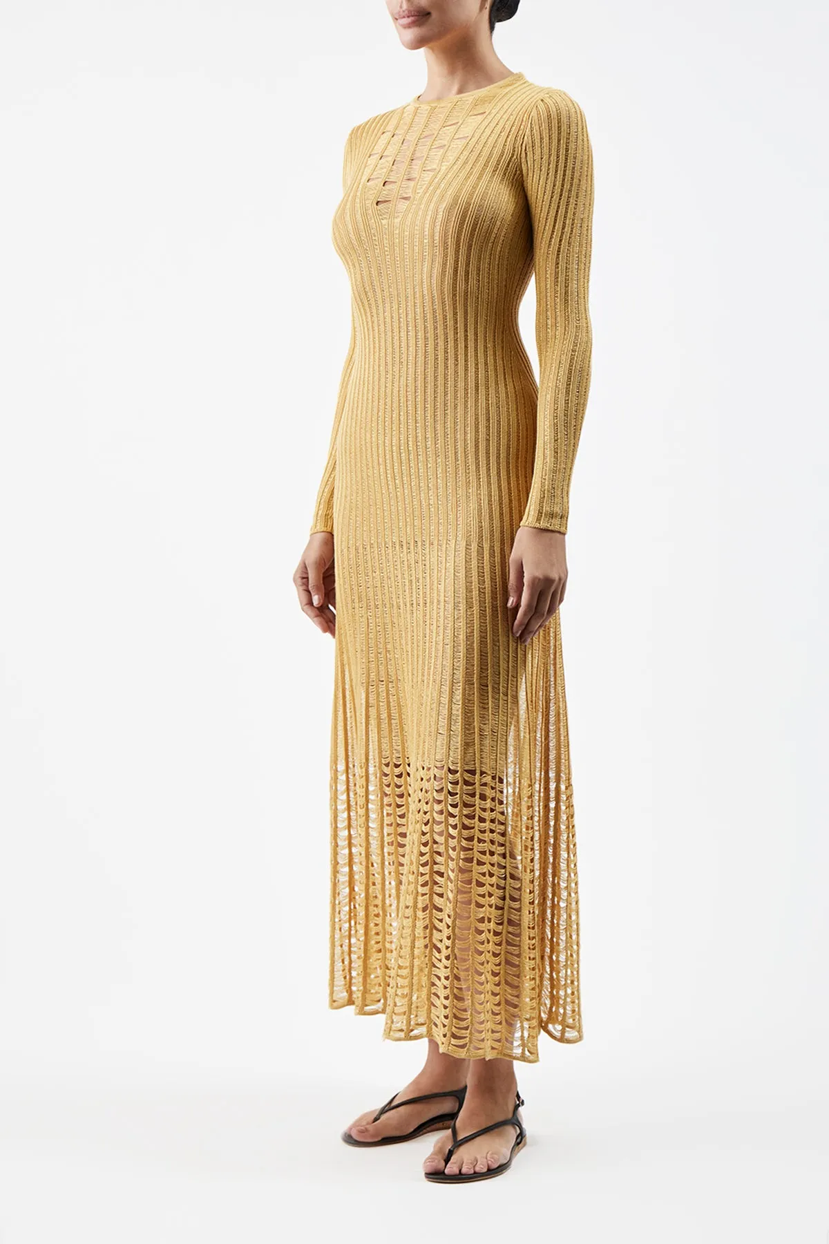Maia Knit Dress in Gold Shappe Silk sold by Gabriela Hearst product image thumbnail 4