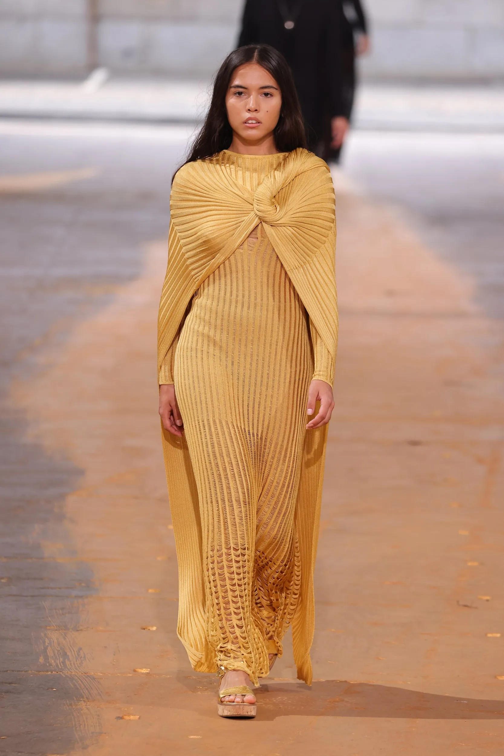 Maia Knit Dress in Gold Shappe Silk sold by Gabriela Hearst product image thumbnail 2