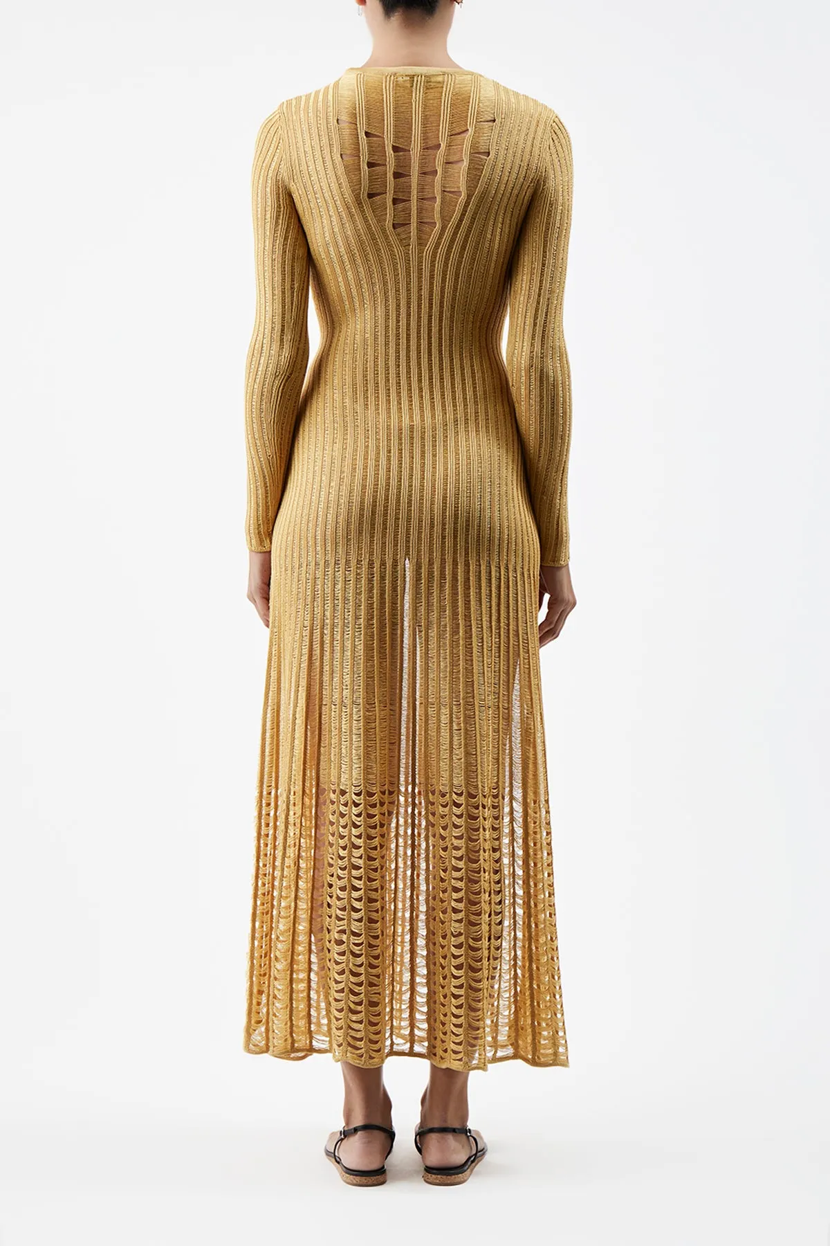 Maia Knit Dress in Gold Shappe Silk sold by Gabriela Hearst product image thumbnail 5