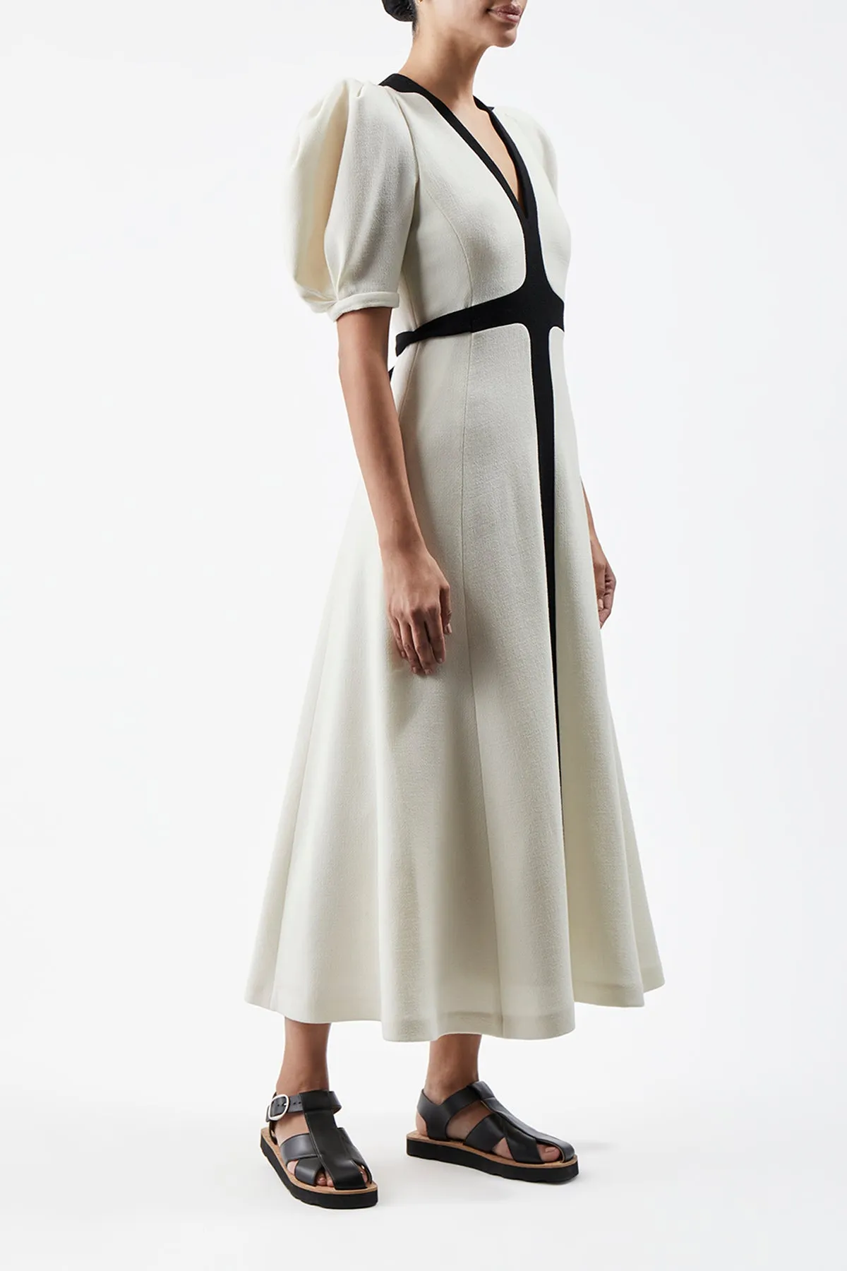 Luz Dress in Ivory Virgin Wool Crepe sold by Gabriela Hearst product image thumbnail 3