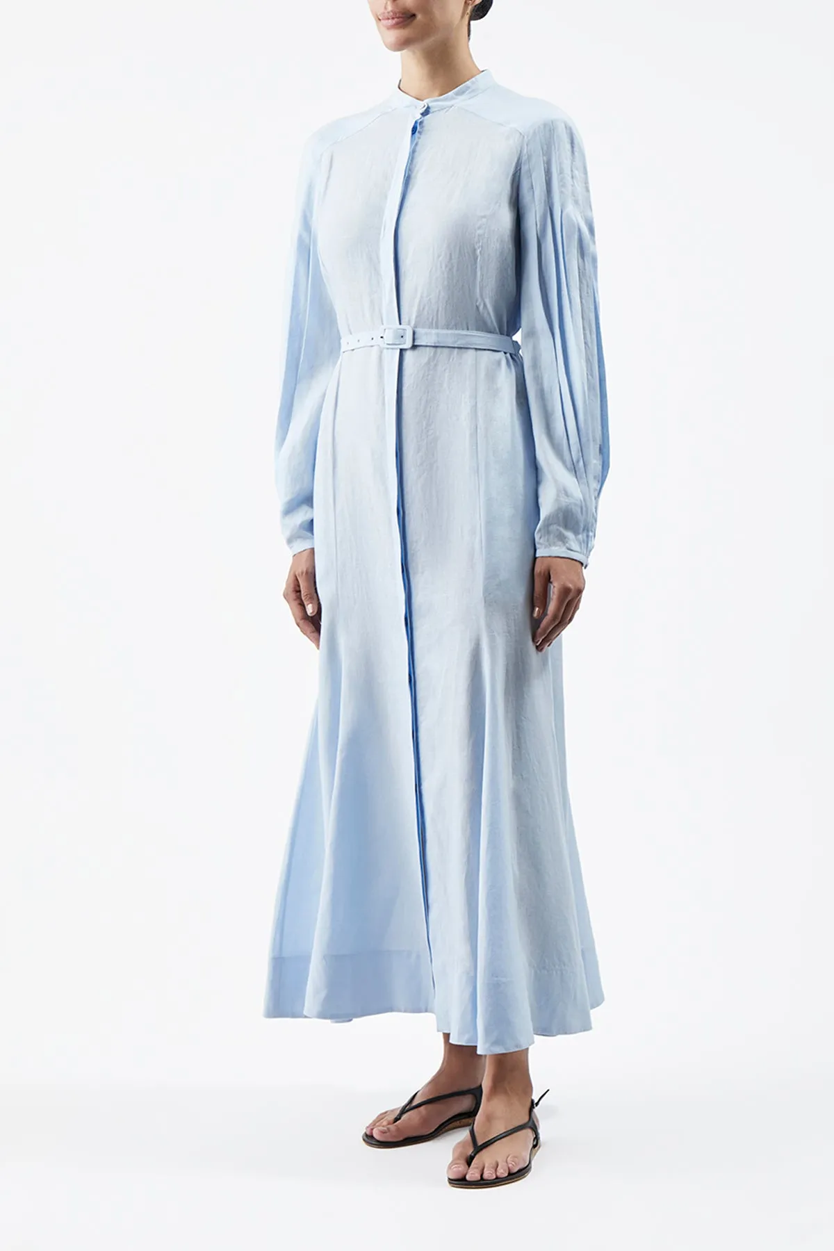 Lydia Dress with Slip in Light Blue Aloe Linen sold by Gabriela Hearst product image thumbnail 3