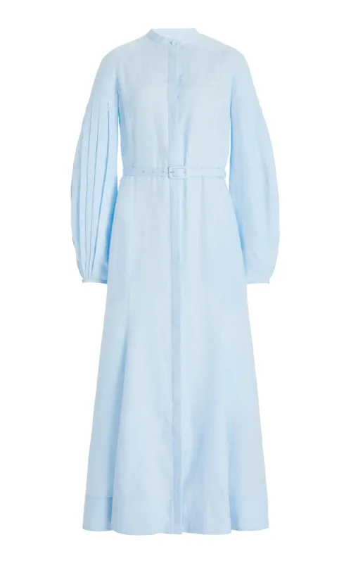 Lydia Dress with Slip in Light Blue Aloe Linen sold by Gabriela Hearst