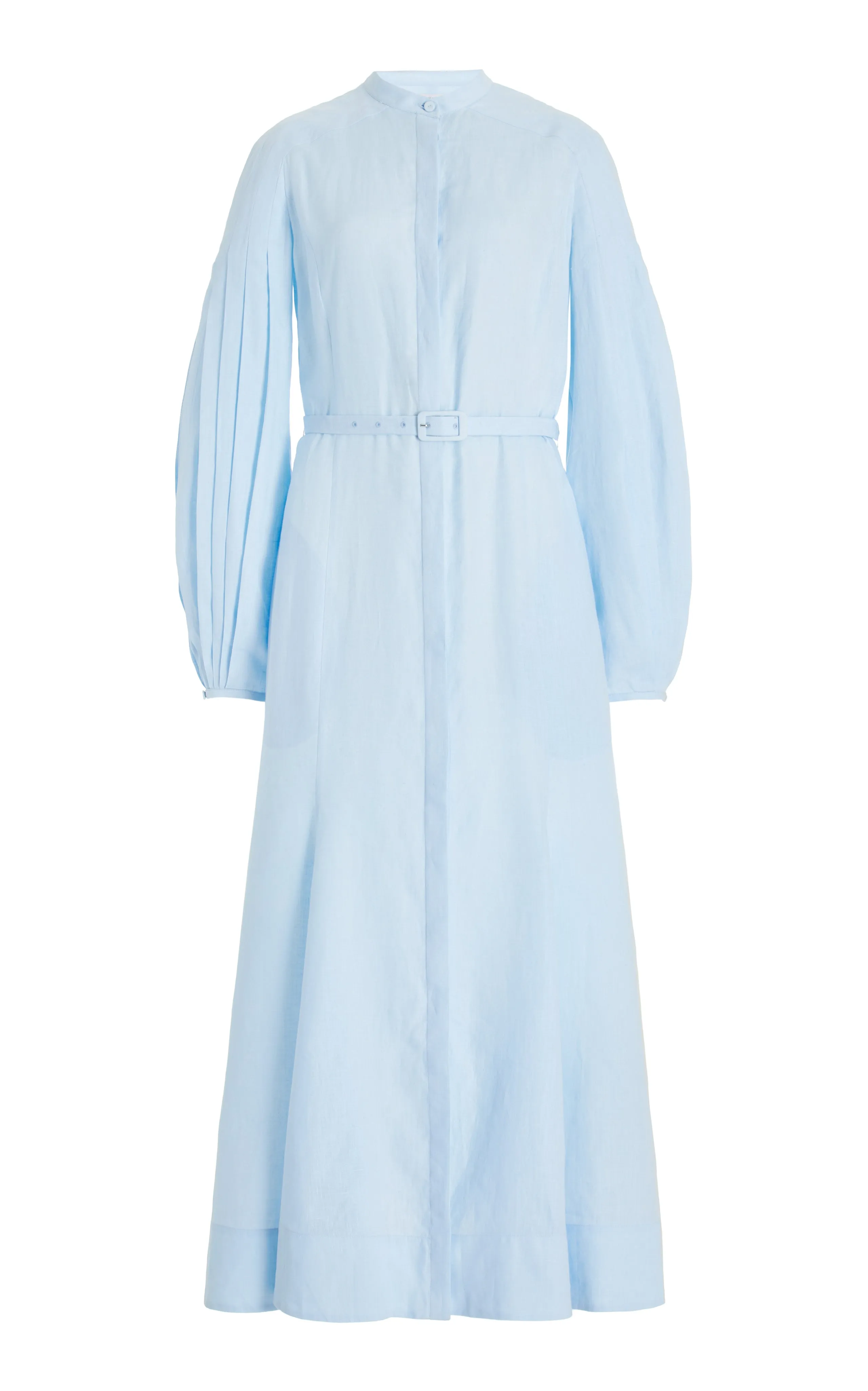 Lydia Dress with Slip in Light Blue Aloe Linen sold by Gabriela Hearst
