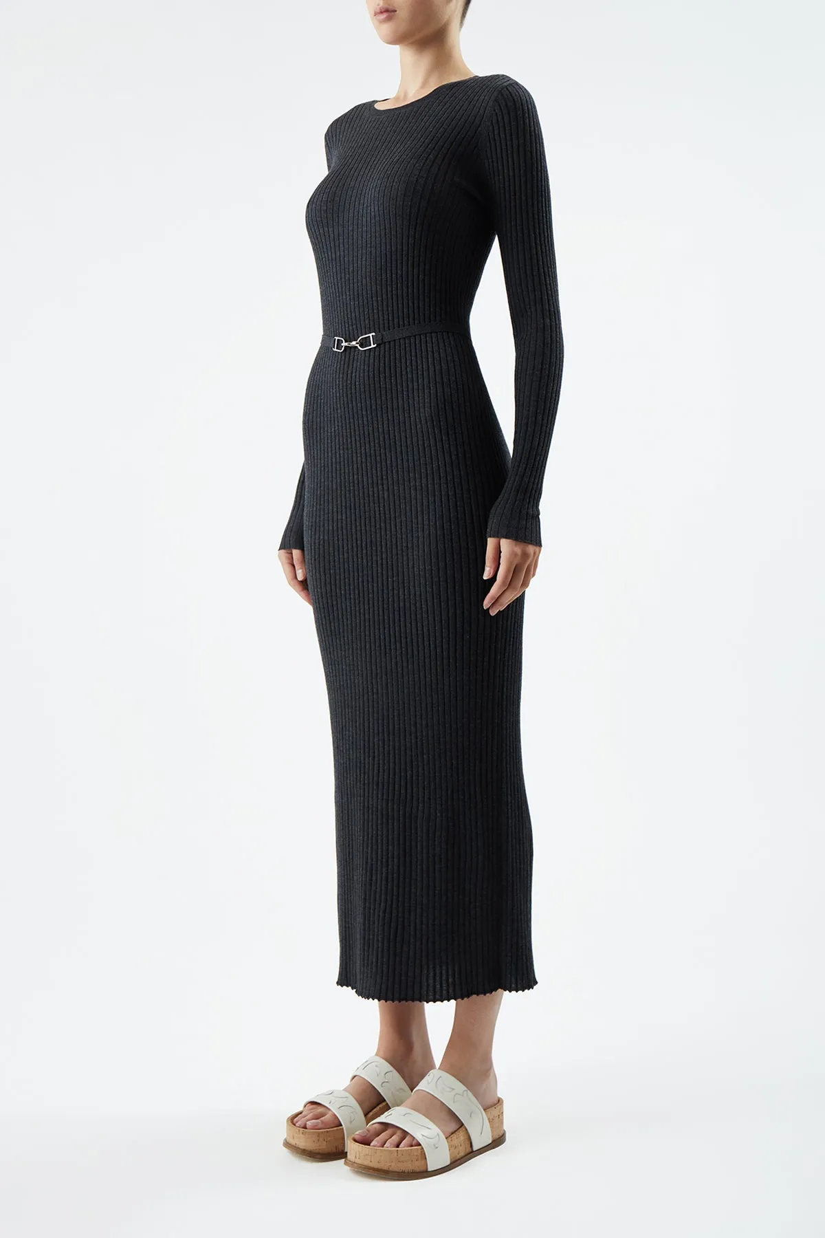 Luisa Knit Dress in Black Merino Wool sold by Gabriela Hearst product image thumbnail 4