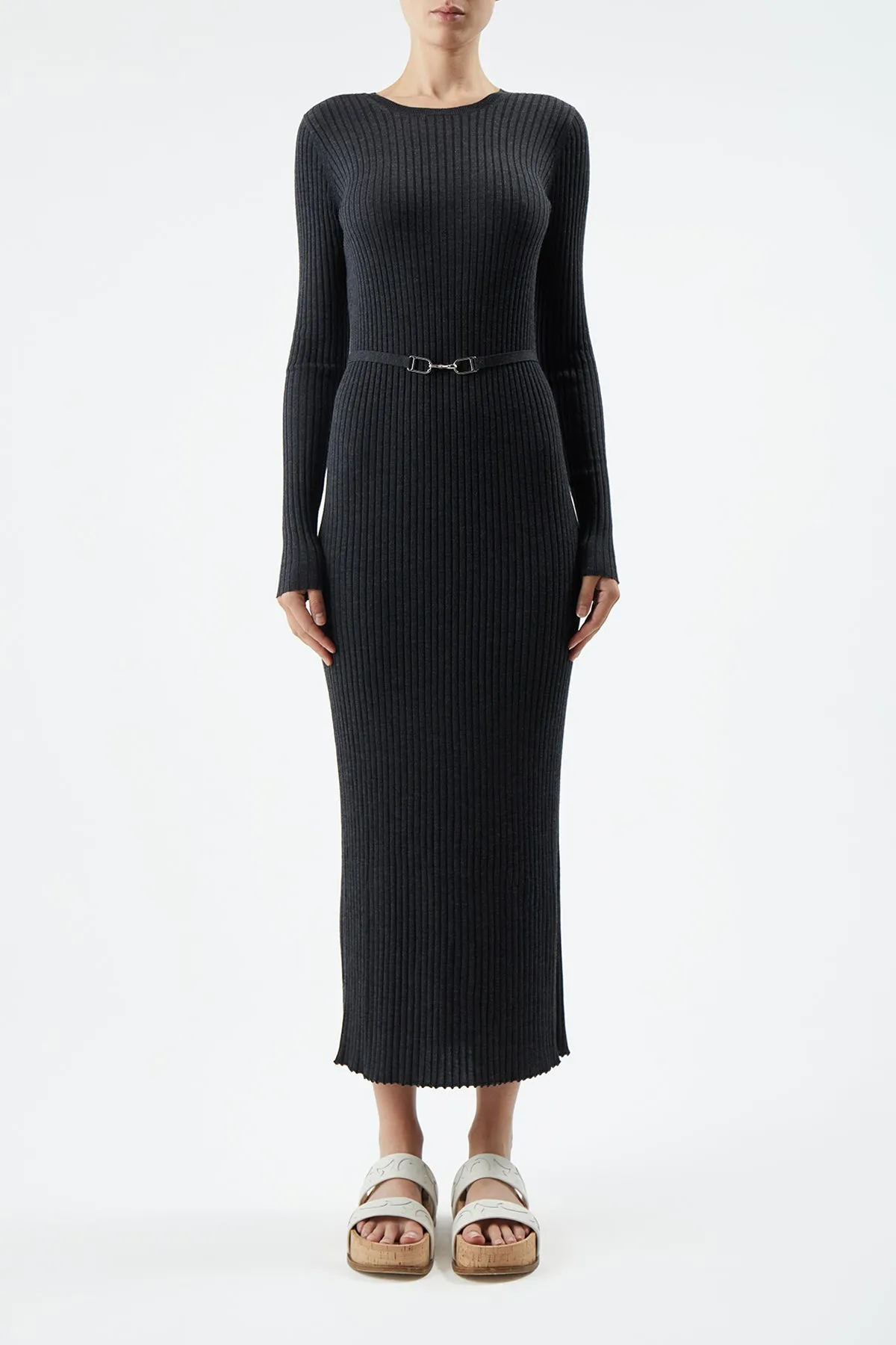 Luisa Knit Dress in Black Merino Wool sold by Gabriela Hearst product image thumbnail 2