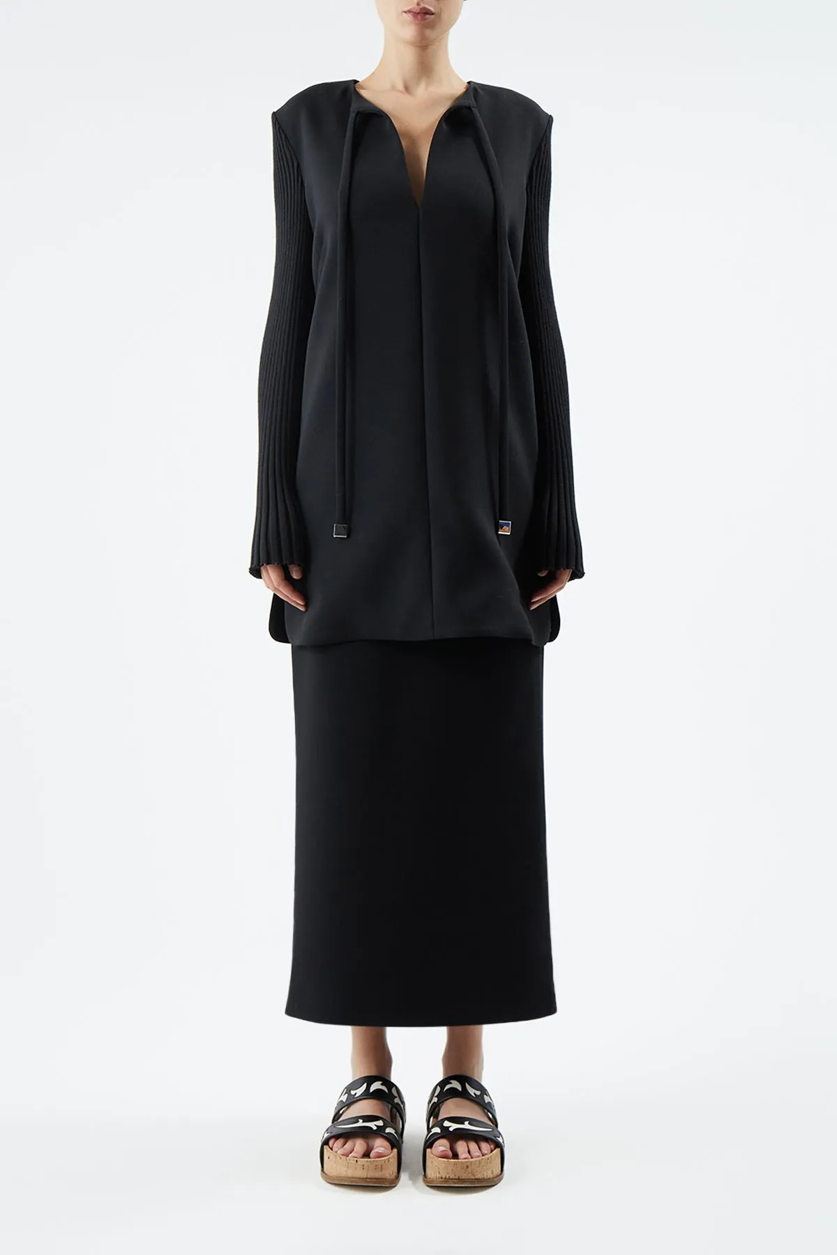 Manuela Skirt in Black Double-Face Wool Crepe sold by Gabriela Hearst product image thumbnail 2