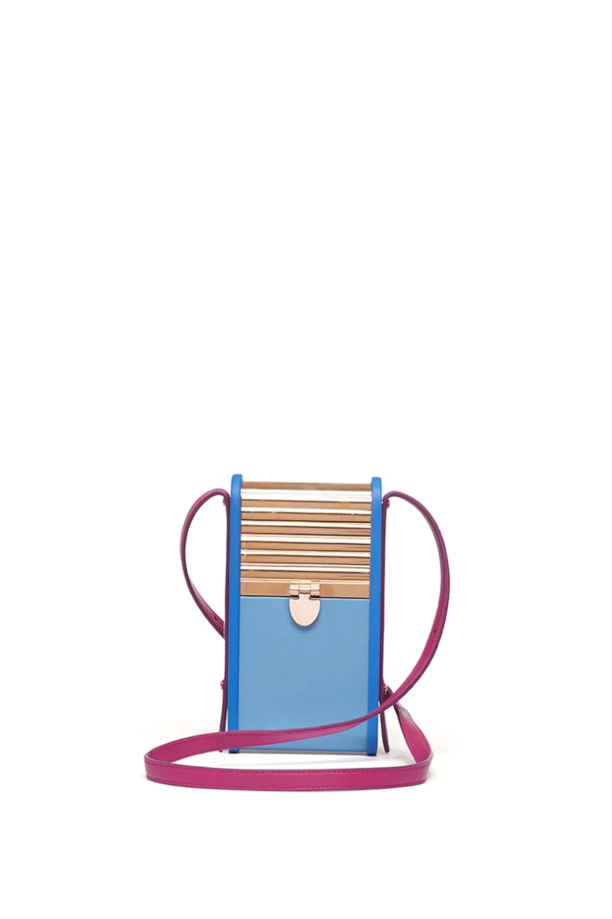 Mabel Crossbody Phone Case in Pale Blue, Cobalt & Violet Nappa Leather sold by Gabriela Hearst product image thumbnail 3