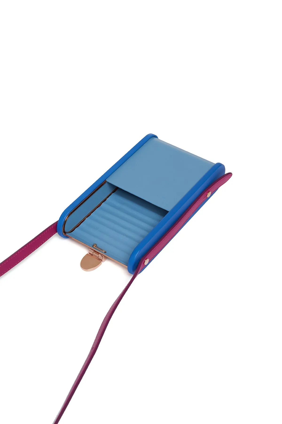 Mabel Crossbody Phone Case in Pale Blue, Cobalt & Violet Nappa Leather sold by Gabriela Hearst product image thumbnail 4