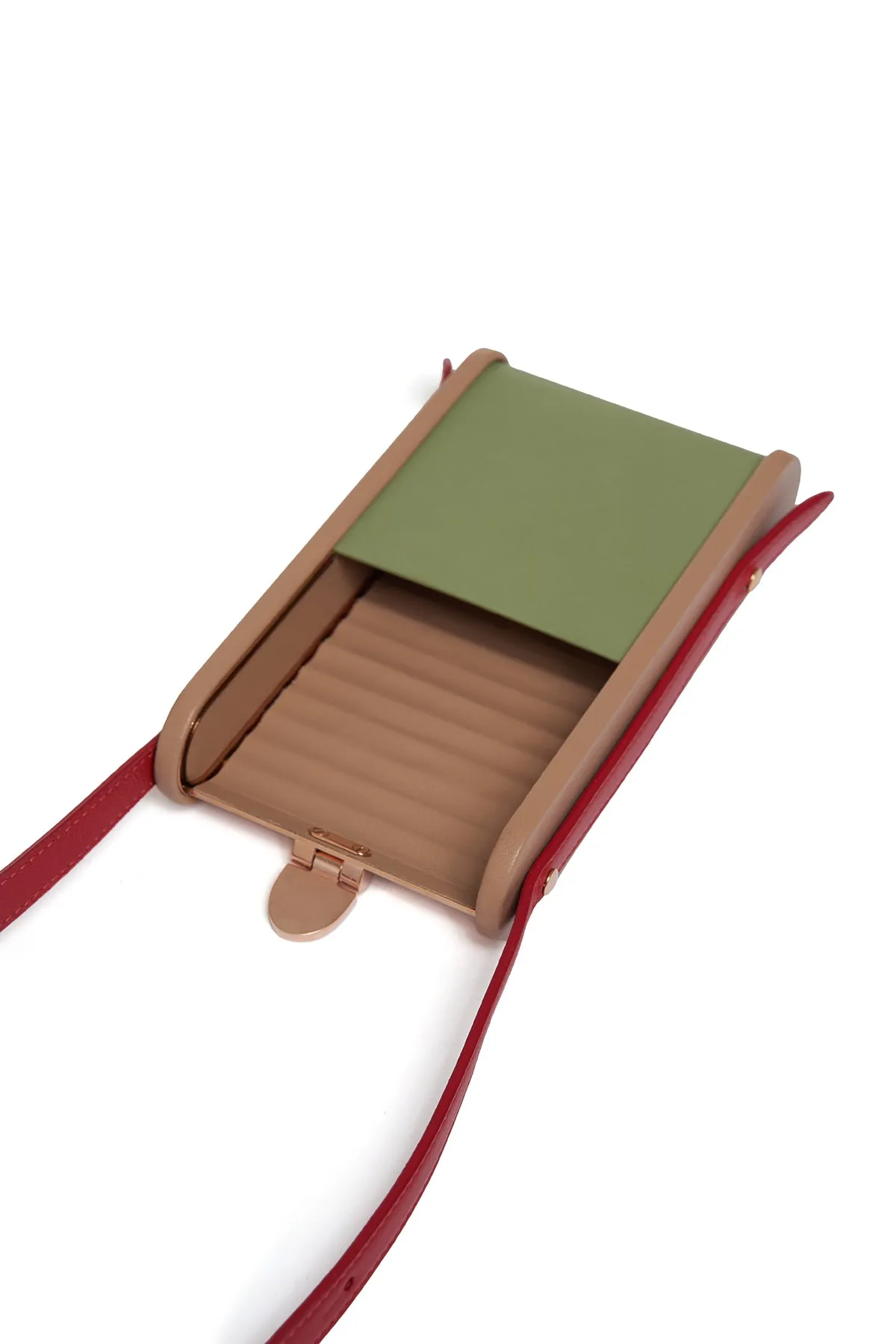 Mabel Crossbody Phone Case in Green, Nude & Red Nappa Leather sold by Gabriela Hearst product image thumbnail 3