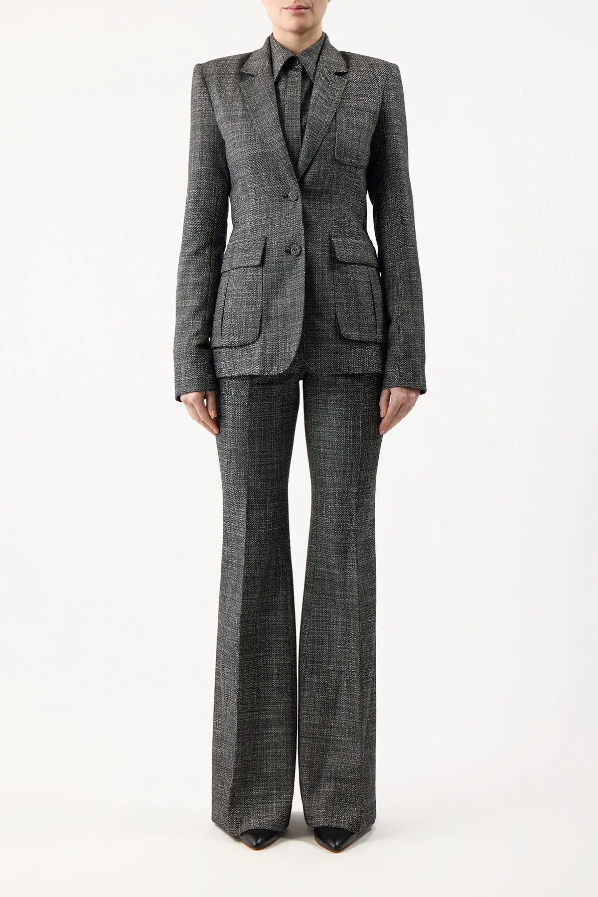 Louisa Blazer in Dark Grey Virgin Wool Tweed sold by Gabriela Hearst product image thumbnail 2