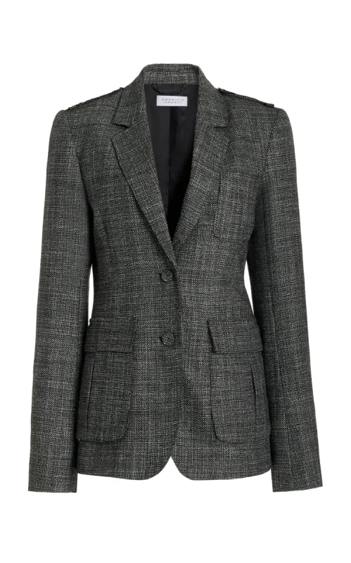 Louisa Blazer in Dark Grey Virgin Wool Tweed made by Gabriela Hearst