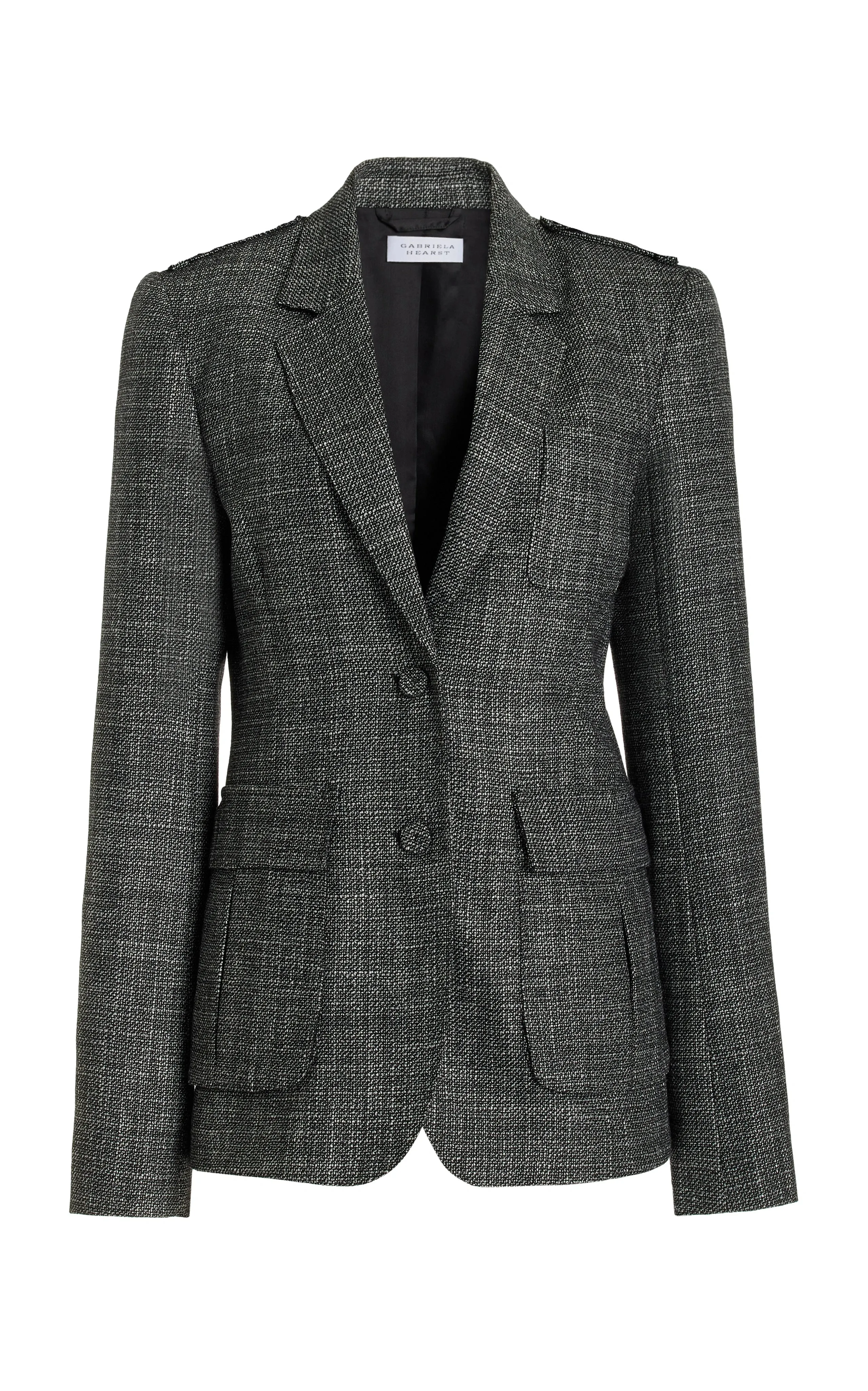 Louisa Blazer in Dark Grey Virgin Wool Tweed sold by Gabriela Hearst