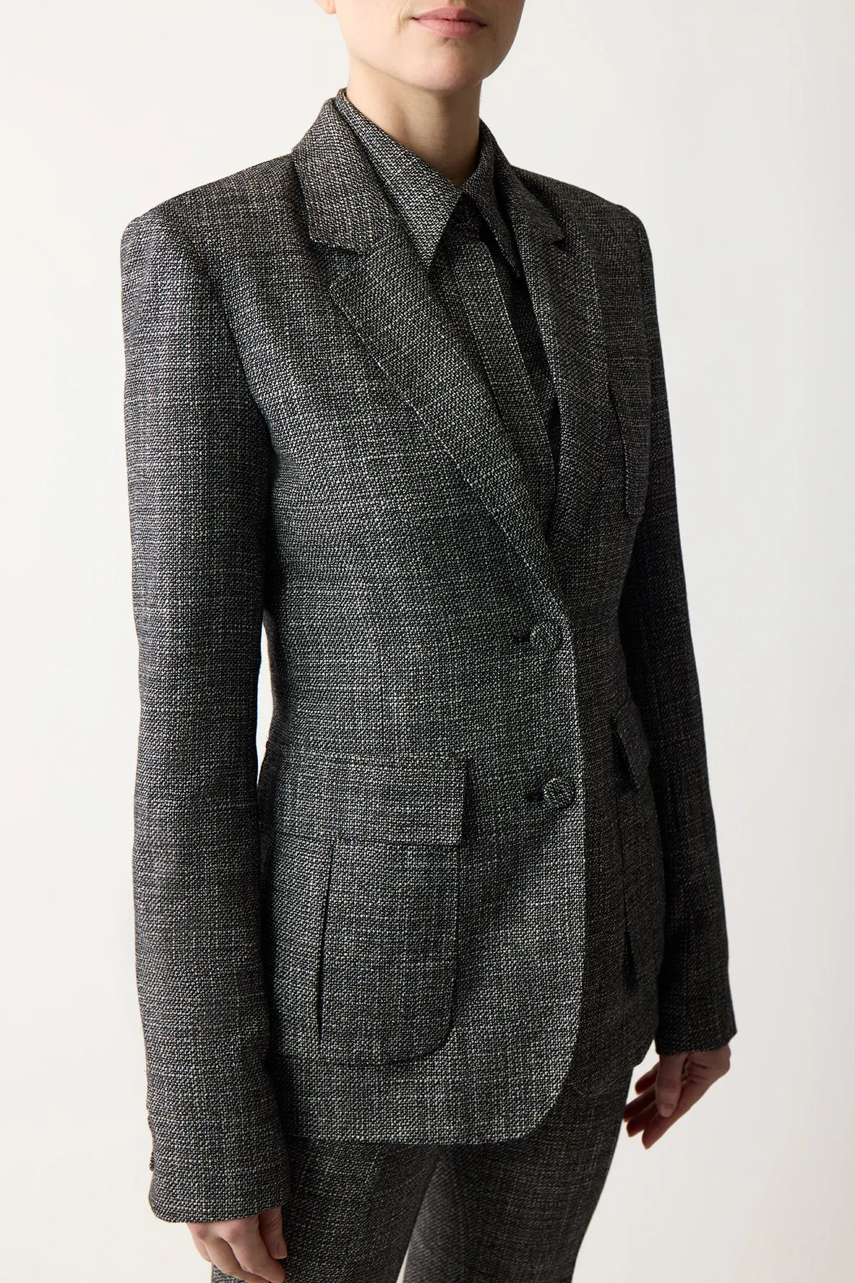 Louisa Blazer in Dark Grey Virgin Wool Tweed sold by Gabriela Hearst product image thumbnail 5