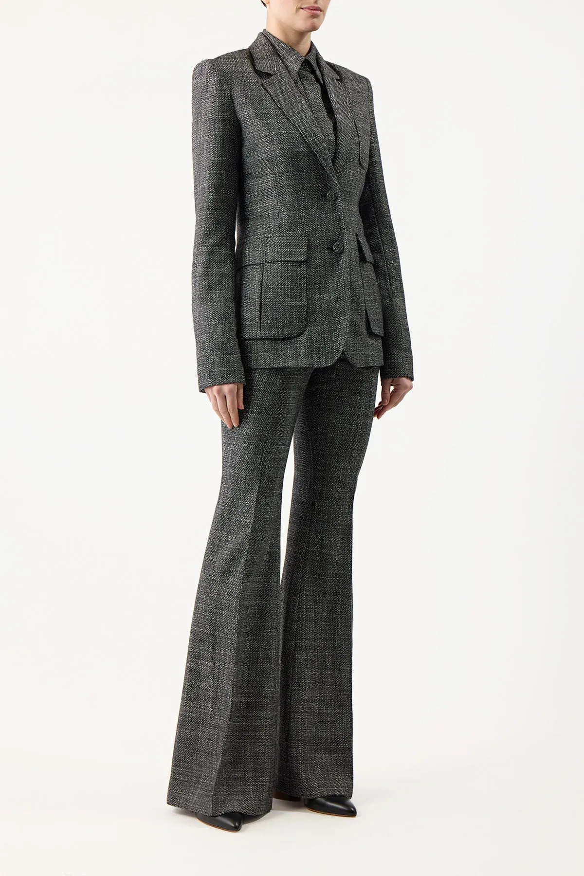 Louisa Blazer in Dark Grey Virgin Wool Tweed sold by Gabriela Hearst product image thumbnail 3