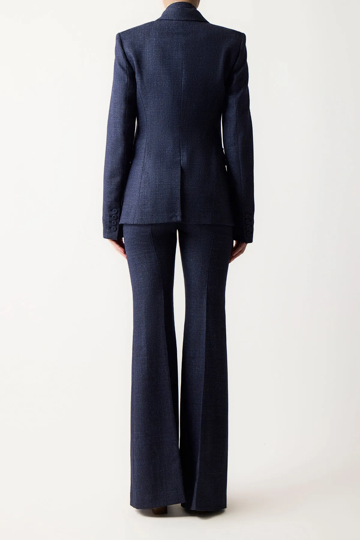 Louisa Blazer in Dark Navy Virgin Wool Silk Tweed sold by Gabriela Hearst product image thumbnail 4