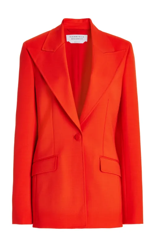 Leiva Blazer in Tonic Orange Sportswear Wool sold by Gabriela Hearst