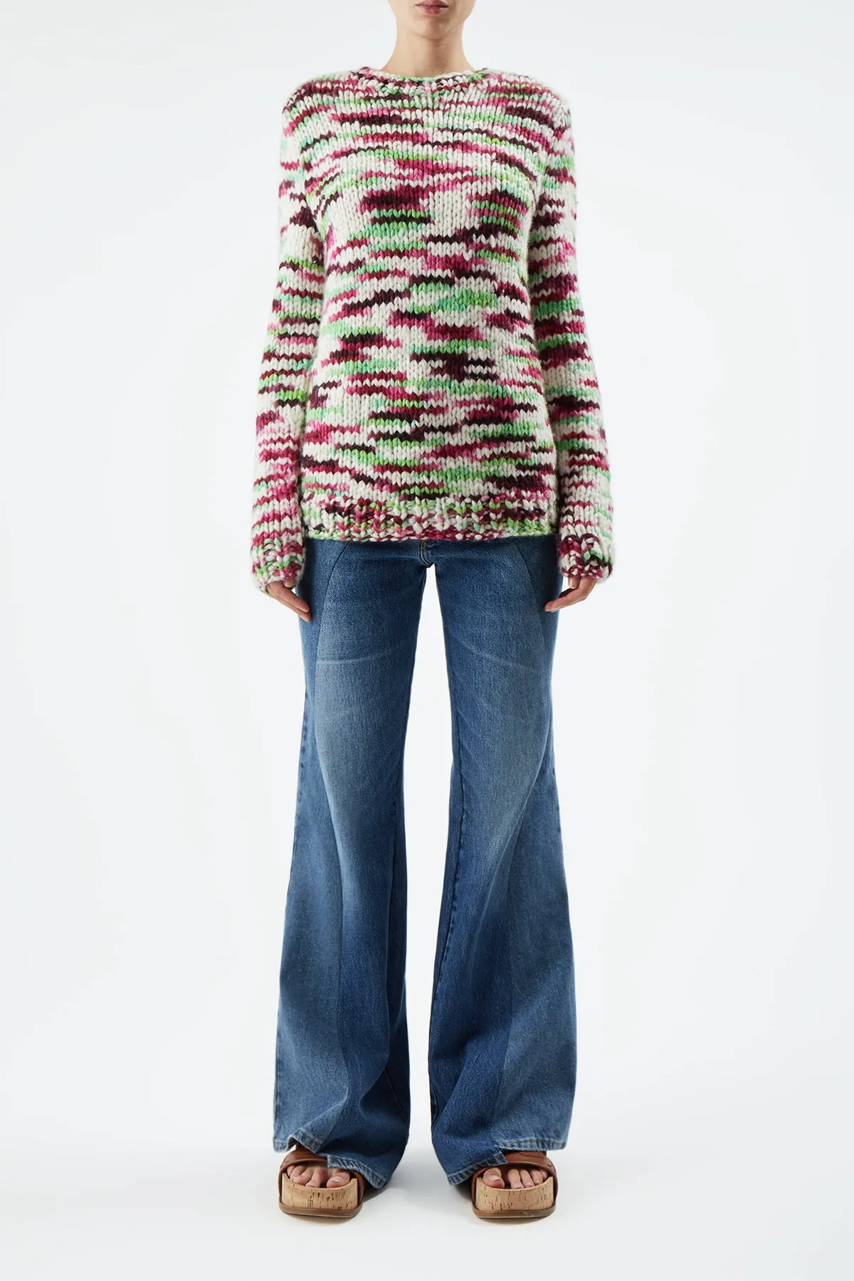 Lawrence Knit Sweater in Space Dye Jewel Multi Welfat Cashmere sold by Gabriela Hearst product image thumbnail 2