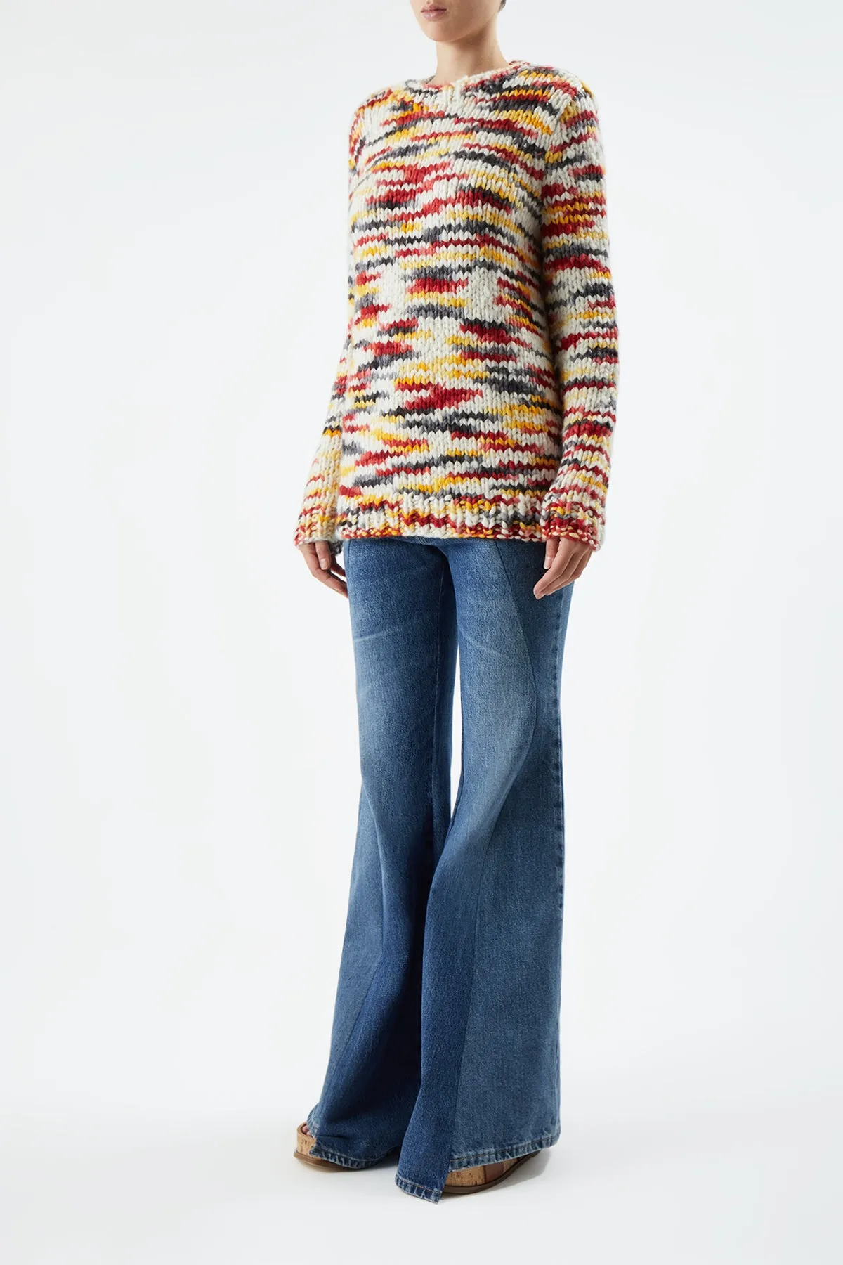 Lawrence Knit Sweater in Space Dye Fire Multi Welfat Cashmere sold by Gabriela Hearst product image thumbnail 3