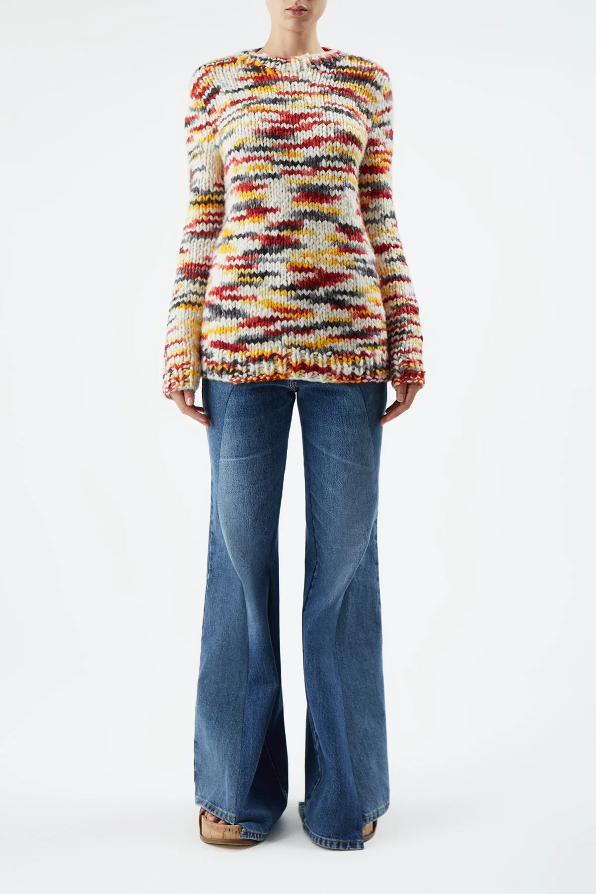 Lawrence Knit Sweater in Space Dye Fire Multi Welfat Cashmere sold by Gabriela Hearst product image thumbnail 2
