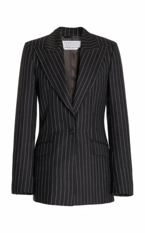 Leiva Blazer in Grey Pinstripe Wool made by Gabriela Hearst