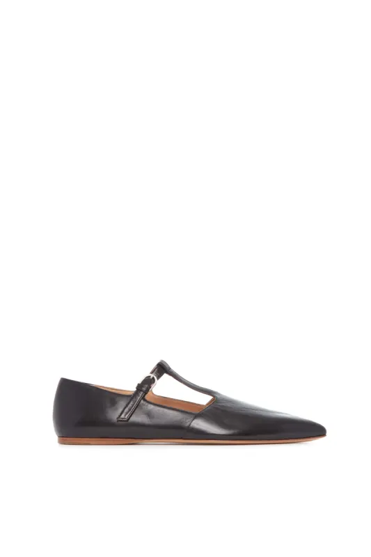 Lola Ballerina Flat Shoe in Black Nappa Leather sold by Gabriela Hearst