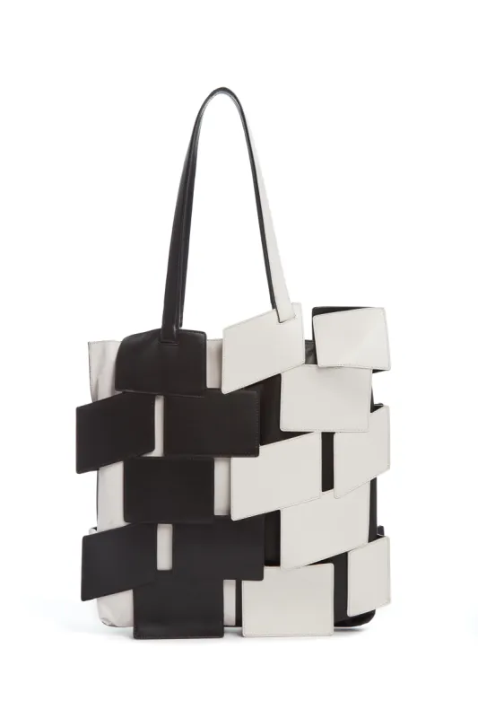 Laquered Tote Bag in Ivory & Black Leather sold by Gabriela Hearst