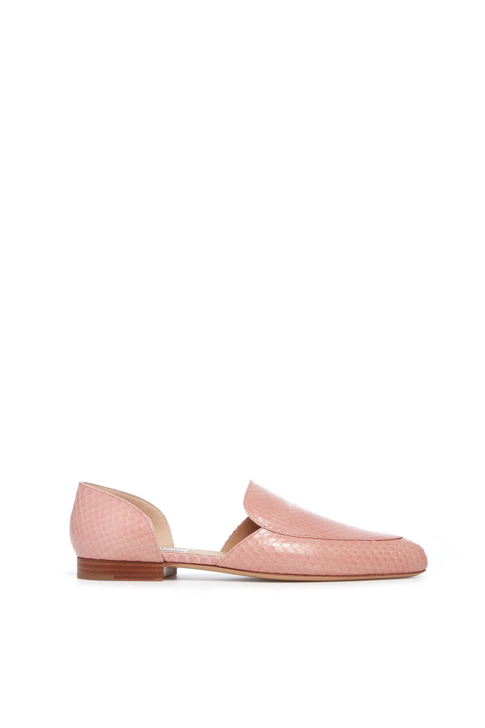 Jax Flat Shoe in Light Pink Snakeskin sold by Gabriela Hearst