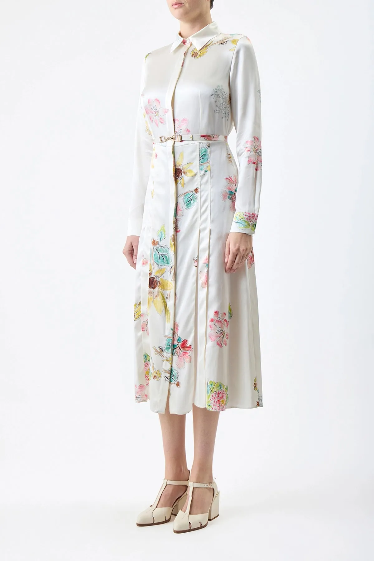Jane Shirtdress in Ivory Multi Printed Silk sold by Gabriela Hearst product image thumbnail 4