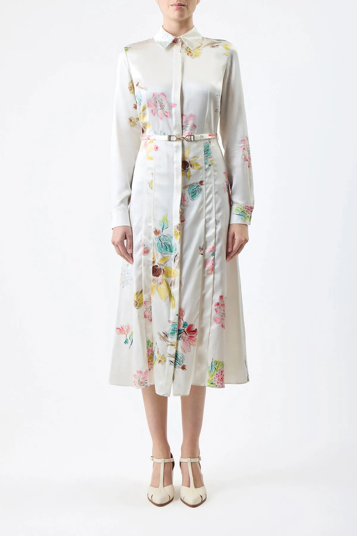 Jane Shirtdress in Ivory Multi Printed Silk sold by Gabriela Hearst product image thumbnail 3