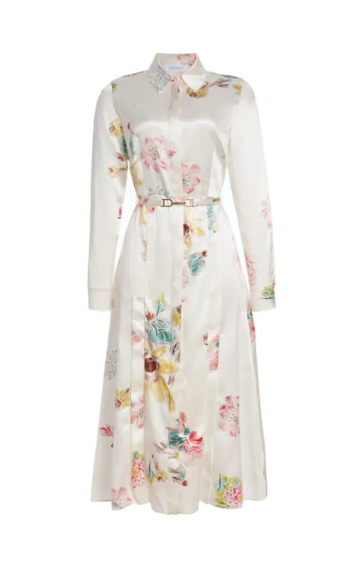 Jane Shirtdress in Ivory Multi Printed Silk sold by Gabriela Hearst