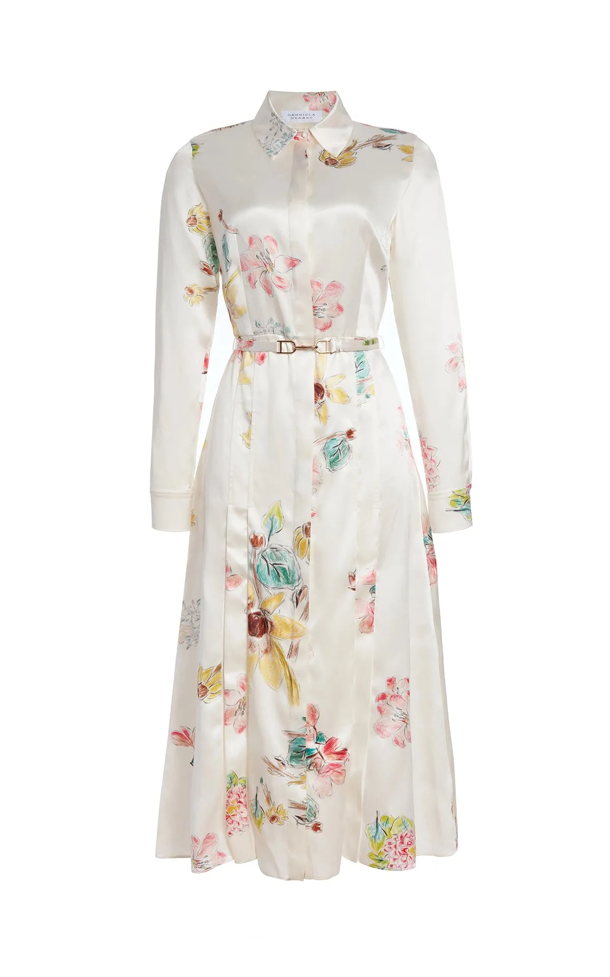 Jane Shirtdress in Ivory Multi Printed Silk sold by Gabriela Hearst